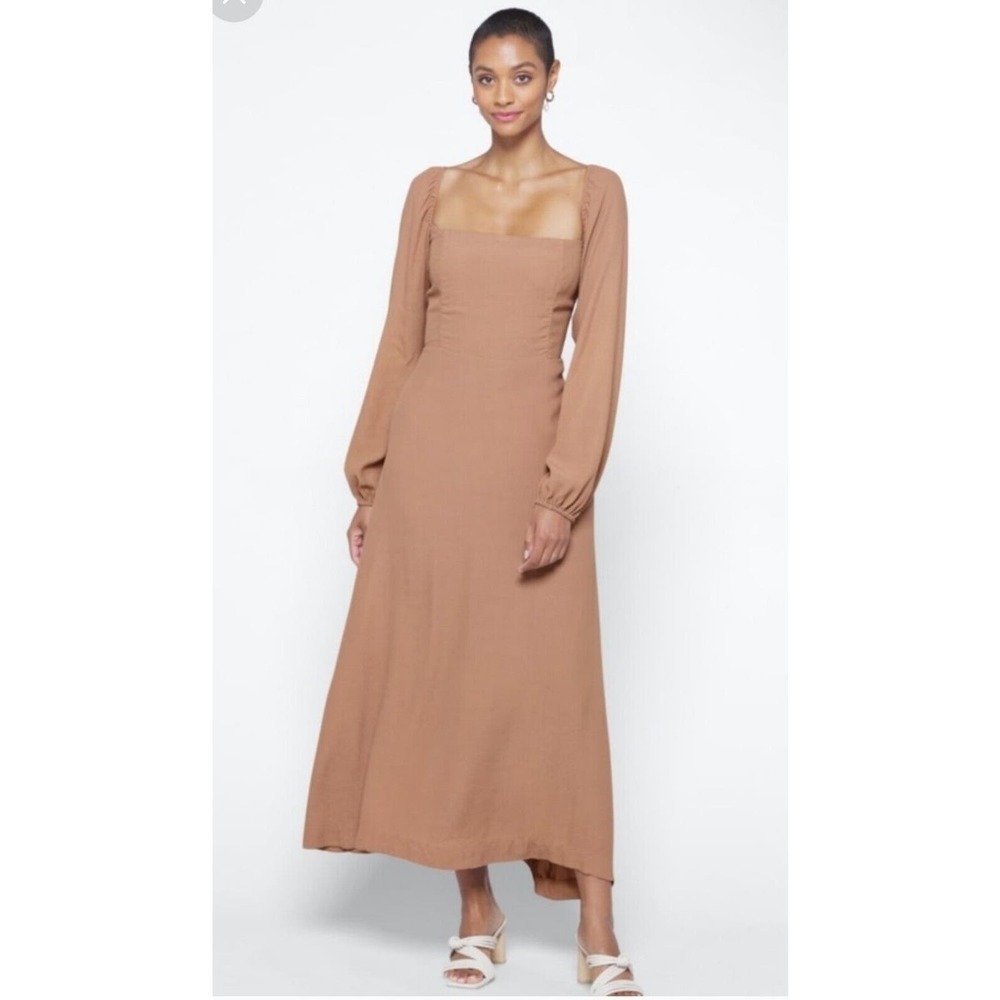 New Gracemade womens Lg Esther Eco dress midi square neck long sleeve smocked